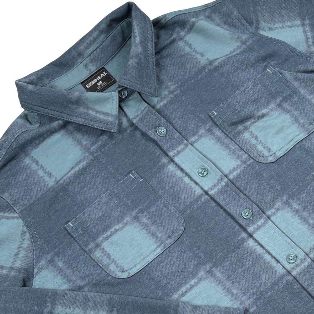 32 Degrees Heat Button Down Shirt Womens XL Blue Plaid Flannel Super Soft Cozy